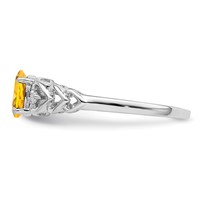 Sterling Silver Rhodium-plated Citrine & Diam. Ring view 3