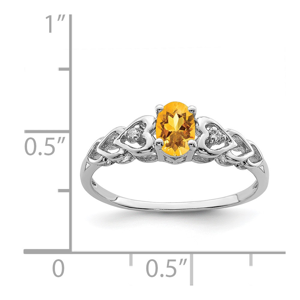 Sterling Silver Rhodium-plated Citrine & Diam. Ring (QBR23NOV-5)