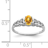 Sterling Silver Rhodium-plated Citrine & Diam. Ring view 2