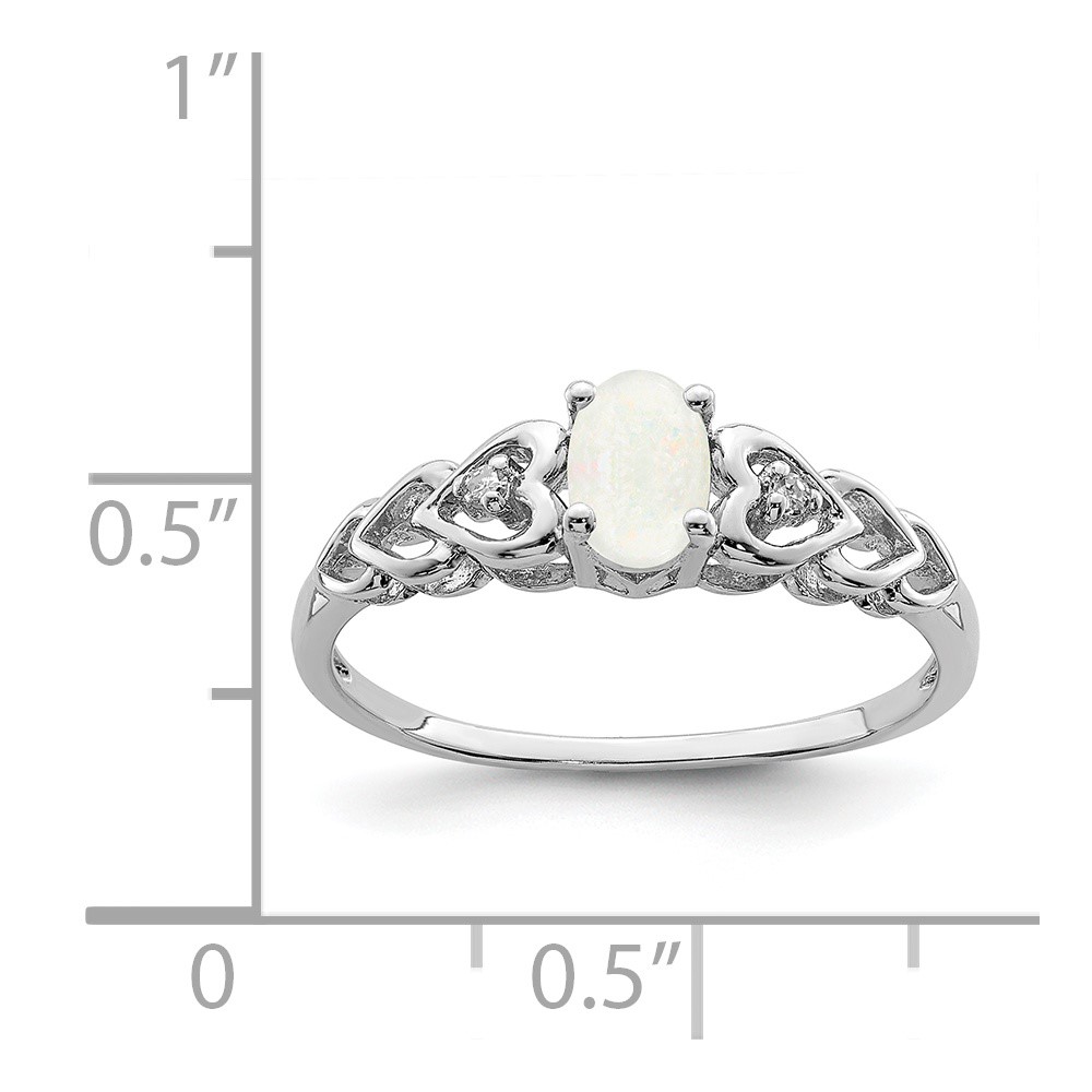 Sterling Silver Rhodium-plated Created Opal & Diam. Ring (QBR23OCT-9)