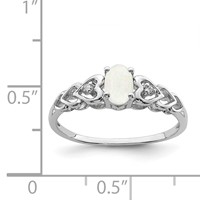 Sterling Silver Rhodium-plated Created Opal & Diam. Ring view 4