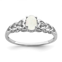 Sterling Silver Rhodium-plated Created Opal & Diam. Ring view 1