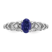 Sterling Silver Rhodium-plated Created Sapphire & Diam. Ring view 4