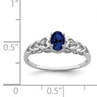 Sterling Silver Rhodium-plated Created Sapphire & Diam. Ring view 2