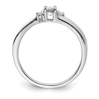 Sterling Silver Rhodium-plated CZ & Diamond Birthstone Ring view 2