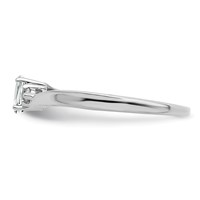 Sterling Silver Rhodium-plated CZ & Diamond Birthstone Ring view 4