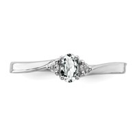 Sterling Silver Rhodium-plated CZ & Diamond Birthstone Ring view 5