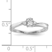 Sterling Silver Rhodium-plated CZ & Diamond Birthstone Ring view 3