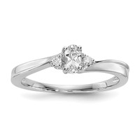 Sterling Silver Rhodium-plated CZ & Diamond Birthstone Ring view 1