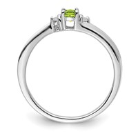 Sterling Silver Rhodium-plated Peridot & Diamond Birthstone Ring view 2