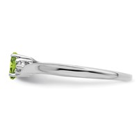 Sterling Silver Rhodium-plated Peridot & Diamond Birthstone Ring view 4