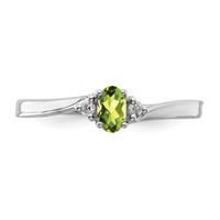 Sterling Silver Rhodium-plated Peridot & Diamond Birthstone Ring view 5