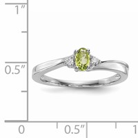 Sterling Silver Rhodium-plated Peridot & Diamond Birthstone Ring view 3