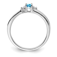 Sterling Silver Rhodium-plated Blue Topaz Diamond Birthstone Ring view 2
