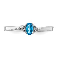 Sterling Silver Rhodium-plated Blue Topaz Diamond Birthstone Ring view 5