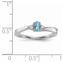 Sterling Silver Rhodium-plated Blue Topaz Diamond Birthstone Ring view 3