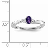 Sterling Silver Rhodium-plated Amethyst Diamond Birthstone Ring view 3