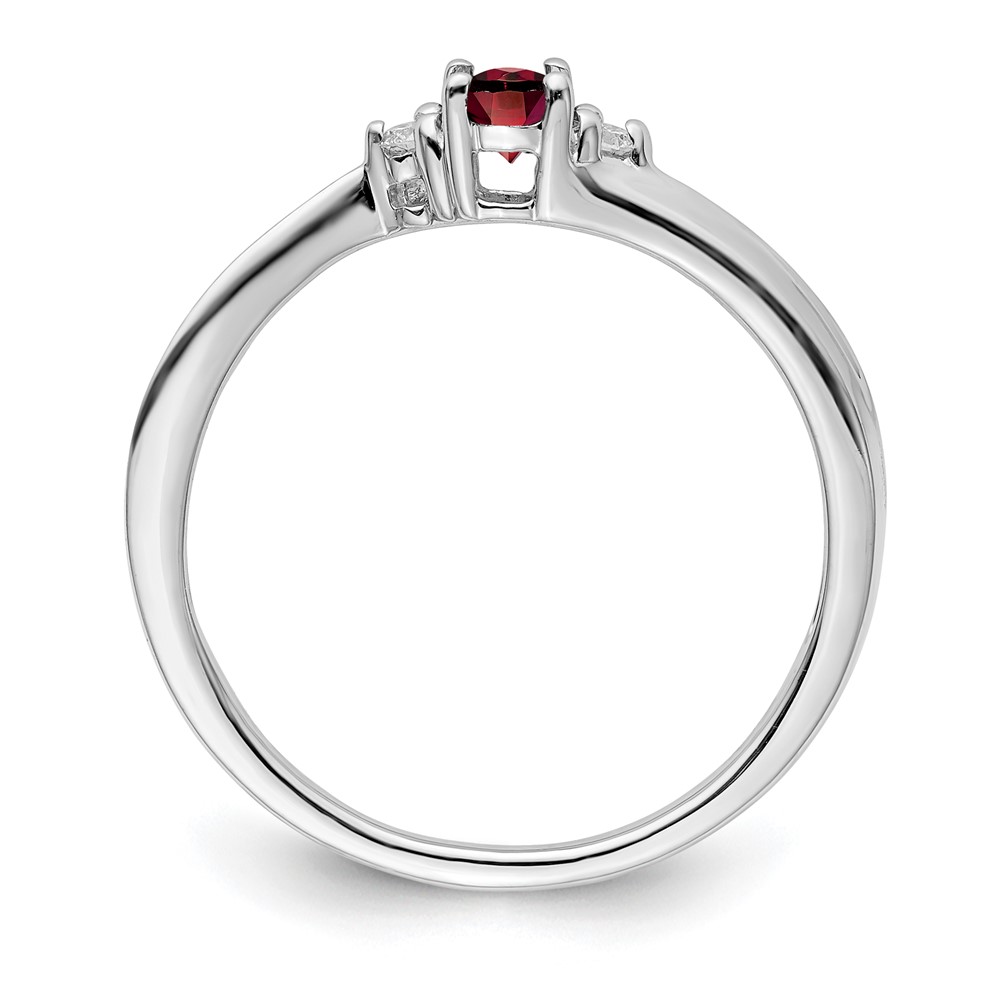 Sterling Silver Rhodium-plated Garnet/Diamond Birthstone Ring (QBR25JAN-8)