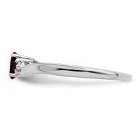 Sterling Silver Rhodium-plated Garnet Diamond Birthstone Ring view 4