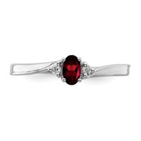 Sterling Silver Rhodium-plated Garnet Diamond Birthstone Ring view 5