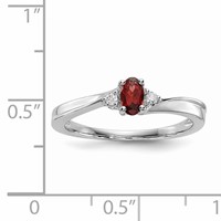 Sterling Silver Rhodium-plated Garnet Diamond Birthstone Ring view 3