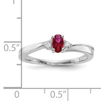 Sterling Silver Rhod-plated Created Ruby Diamond Birthstone Ring view 3