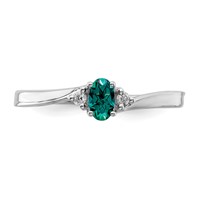 Sterling Silver Rhod-plated Created Alexandrite Diamond Birthstone Ring view 5