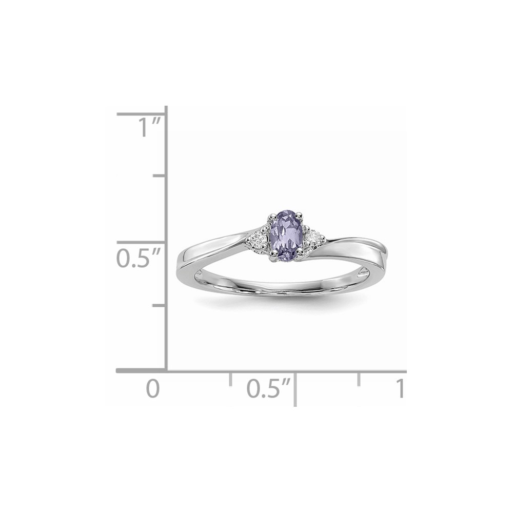 Sterling Silver Rhod-plated Created Alexandrite/Diamond Birthstone Ring (QBR25JUN-8)
