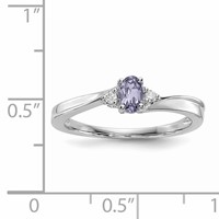 Sterling Silver Rhod-plated Created Alexandrite Diamond Birthstone Ring view 3