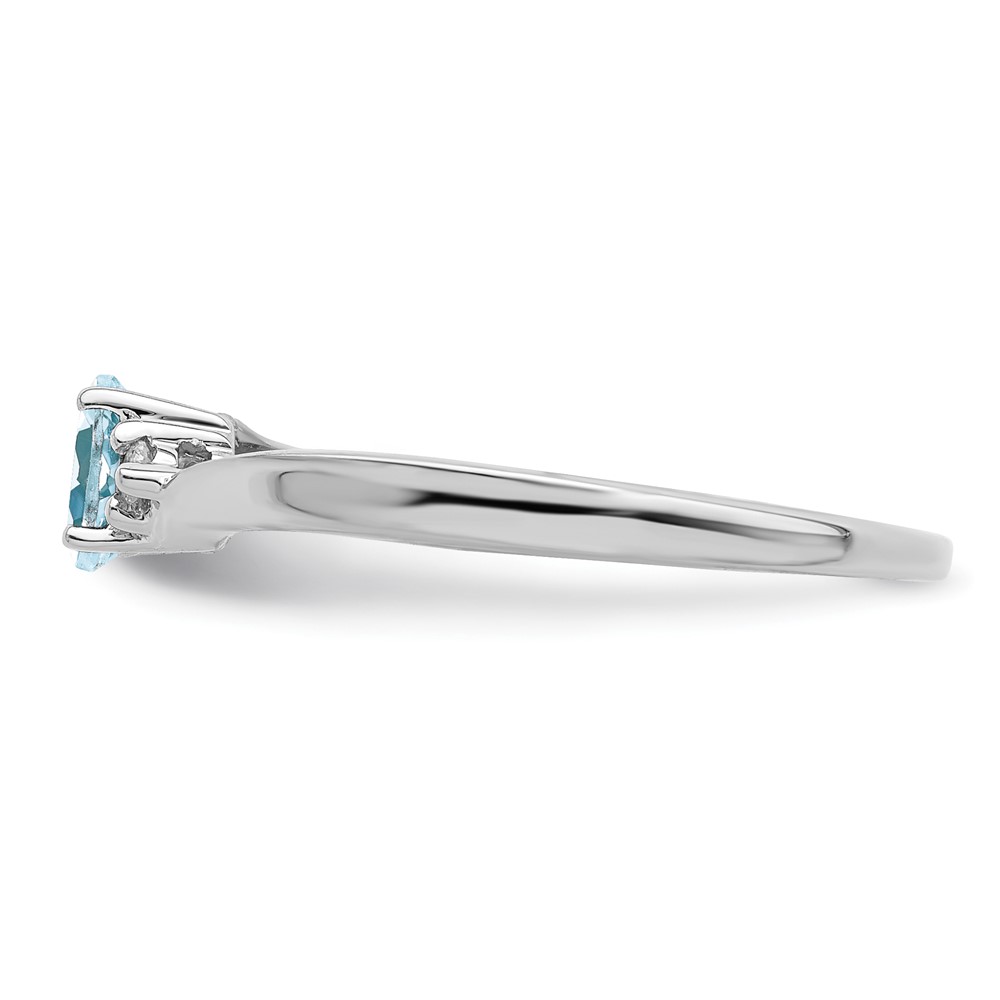 Sterling Silver Rhodium-plated Aquamarine/Diamond Birthstone Ring (QBR25MAR-7)
