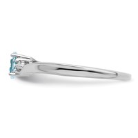 Sterling Silver Rhodium-plated Aquamarine Diamond Birthstone Ring view 4
