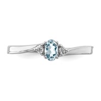 Sterling Silver Rhodium-plated Aquamarine Diamond Birthstone Ring view 5