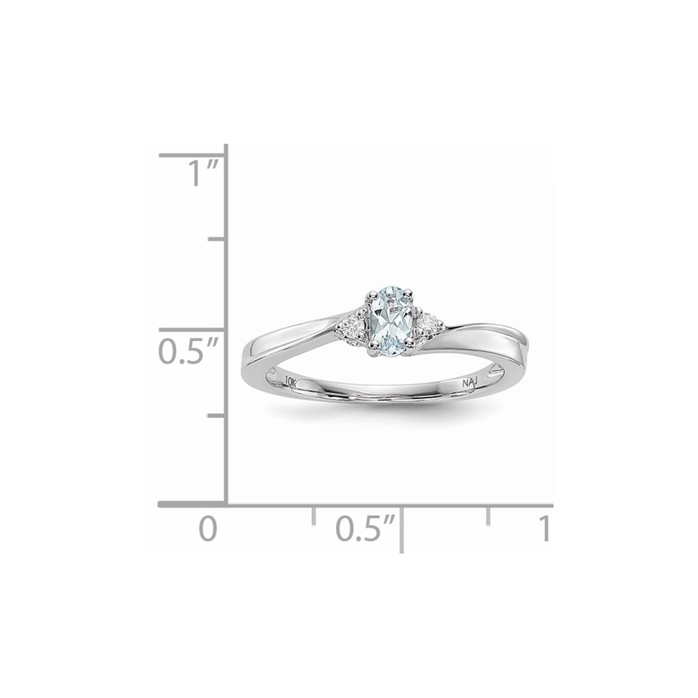 Sterling Silver Rhodium-plated Aquamarine/Diamond Birthstone Ring (QBR25MAR-7)