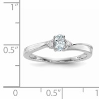 Sterling Silver Rhodium-plated Aquamarine Diamond Birthstone Ring view 3