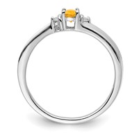 Sterling Silver Rhodium-plated Citrine & Diamond Birthstone Ring view 2