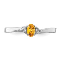Sterling Silver Rhodium-plated Citrine & Diamond Birthstone Ring view 5