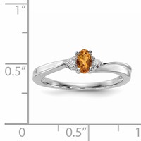 Sterling Silver Rhodium-plated Citrine & Diamond Birthstone Ring view 3