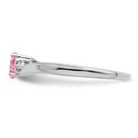 Sterling Silver Rhodium-plated Pink CZ & Diamond Birthstone Ring view 4