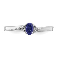 Sterling Silver Rhodium Diamond Created Blue Sapphire Birthstone Ring view 5