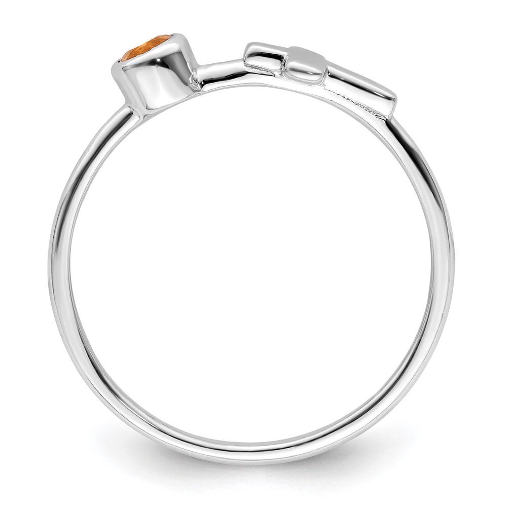 Sterling Silver Rhodium-plated Polished Cross Citrine Ring (QBR33NOV-6)