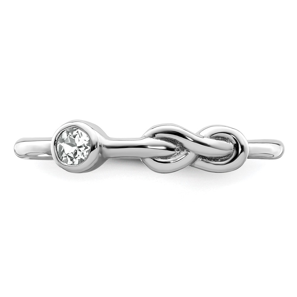 Sterling Silver Rhodium-plated Polished Infinity White Topaz Ring (QBR34APR-8)