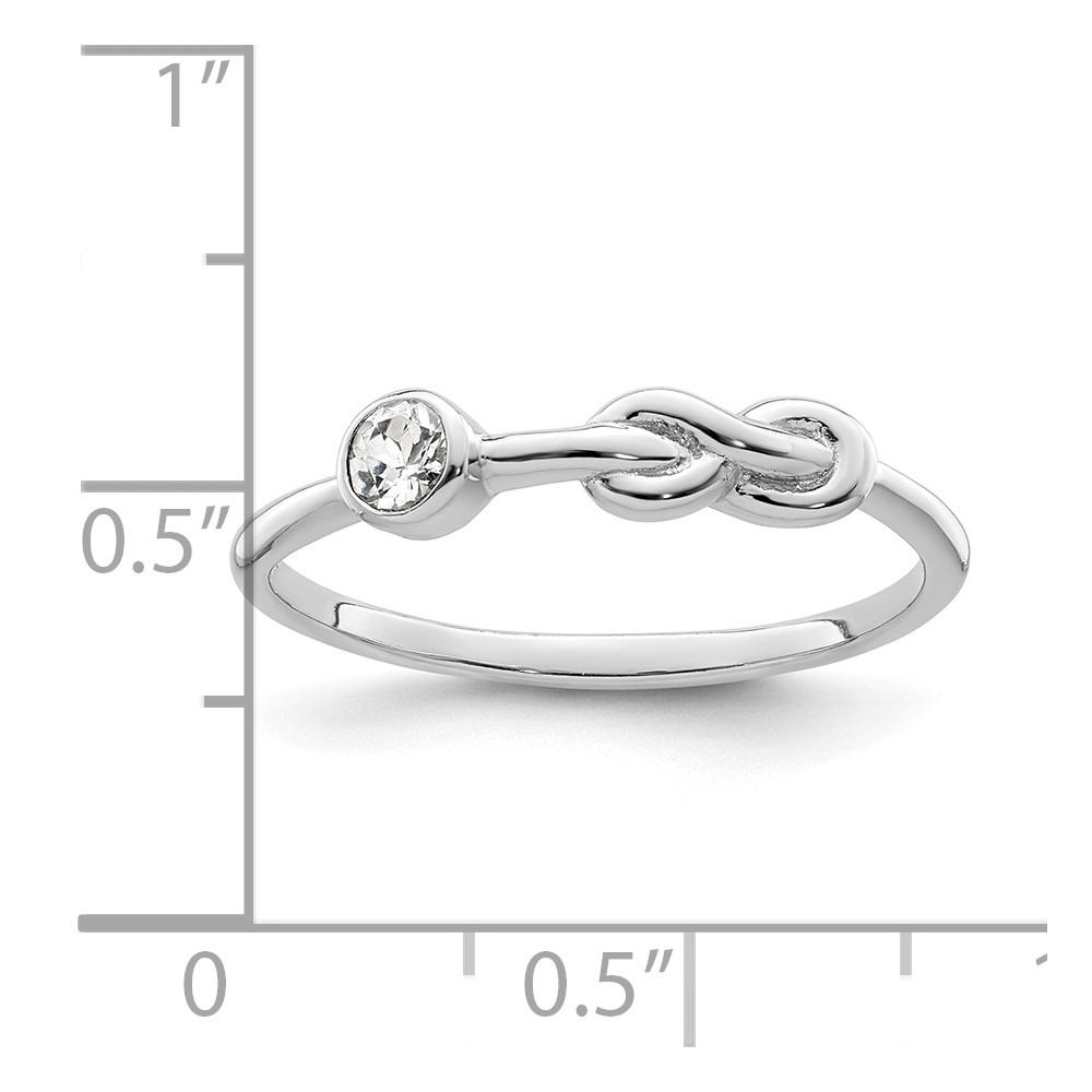 Sterling Silver Rhodium-plated Polished Infinity White Topaz Ring (QBR34APR-8)
