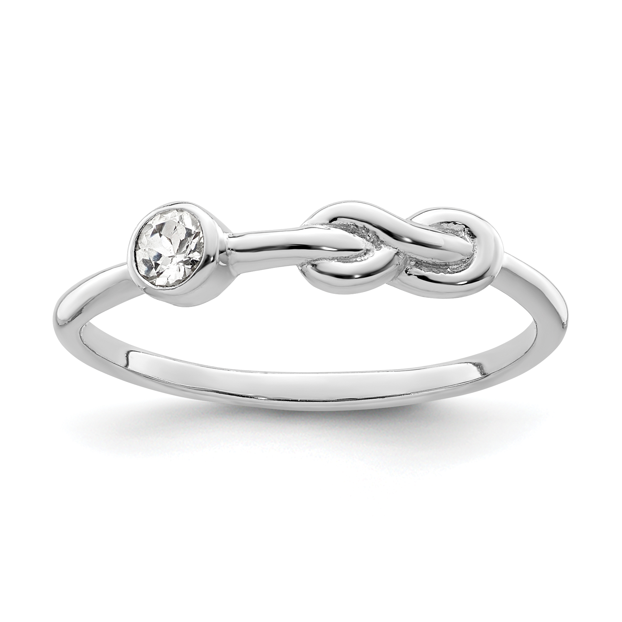 Sterling Silver Rhodium-plated Polished Infinity White Topaz Ring (QBR34APR-8)