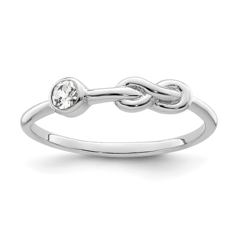Sterling Silver Rhodium-plated Polished Infinity White Topaz Ring (QBR34APR-8)
