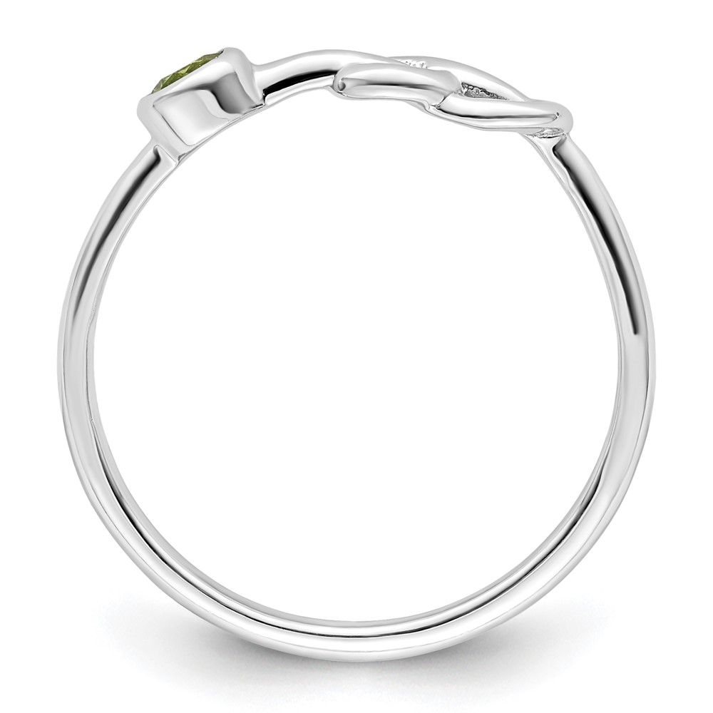 Sterling Silver Rhodium-plated Polished Infinity Peridot Ring (QBR34AUG-8)