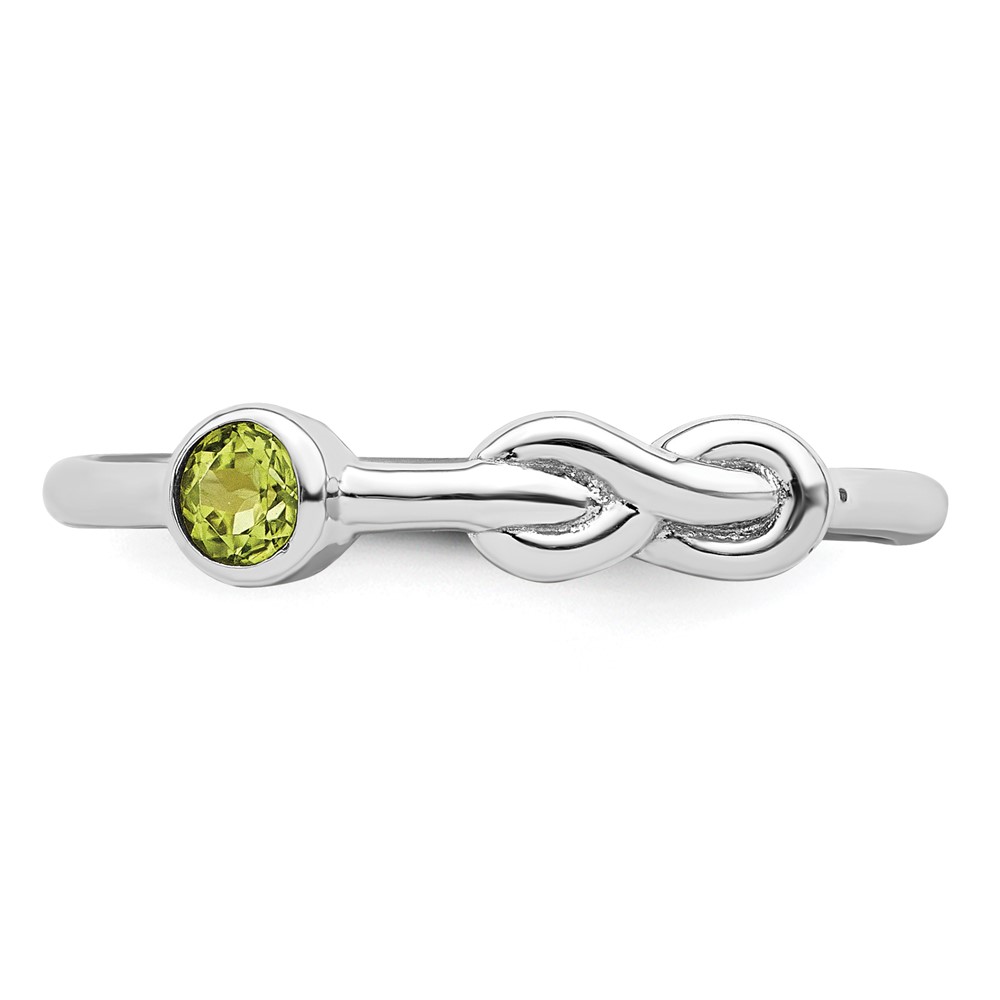 Sterling Silver Rhodium-plated Polished Infinity Peridot Ring (QBR34AUG-8)