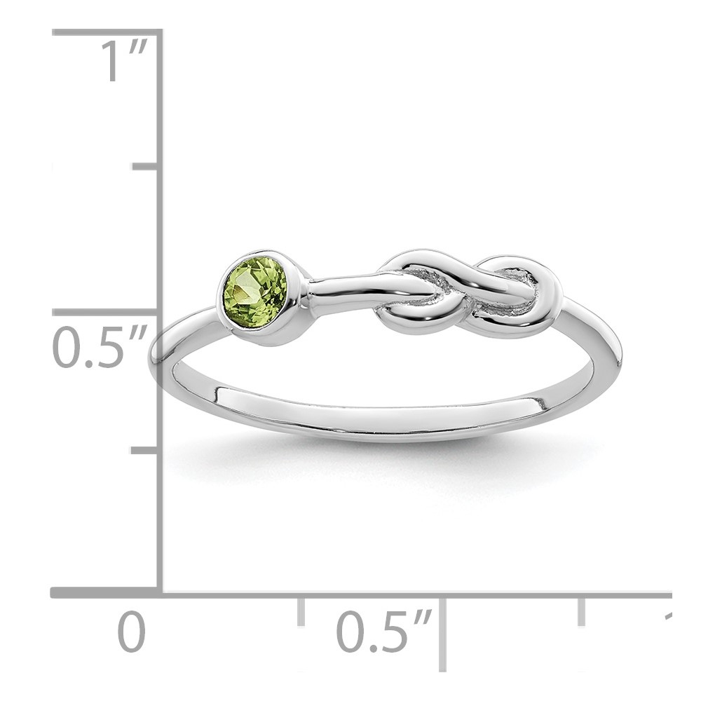 Sterling Silver Rhodium-plated Polished Infinity Peridot Ring (QBR34AUG-8)