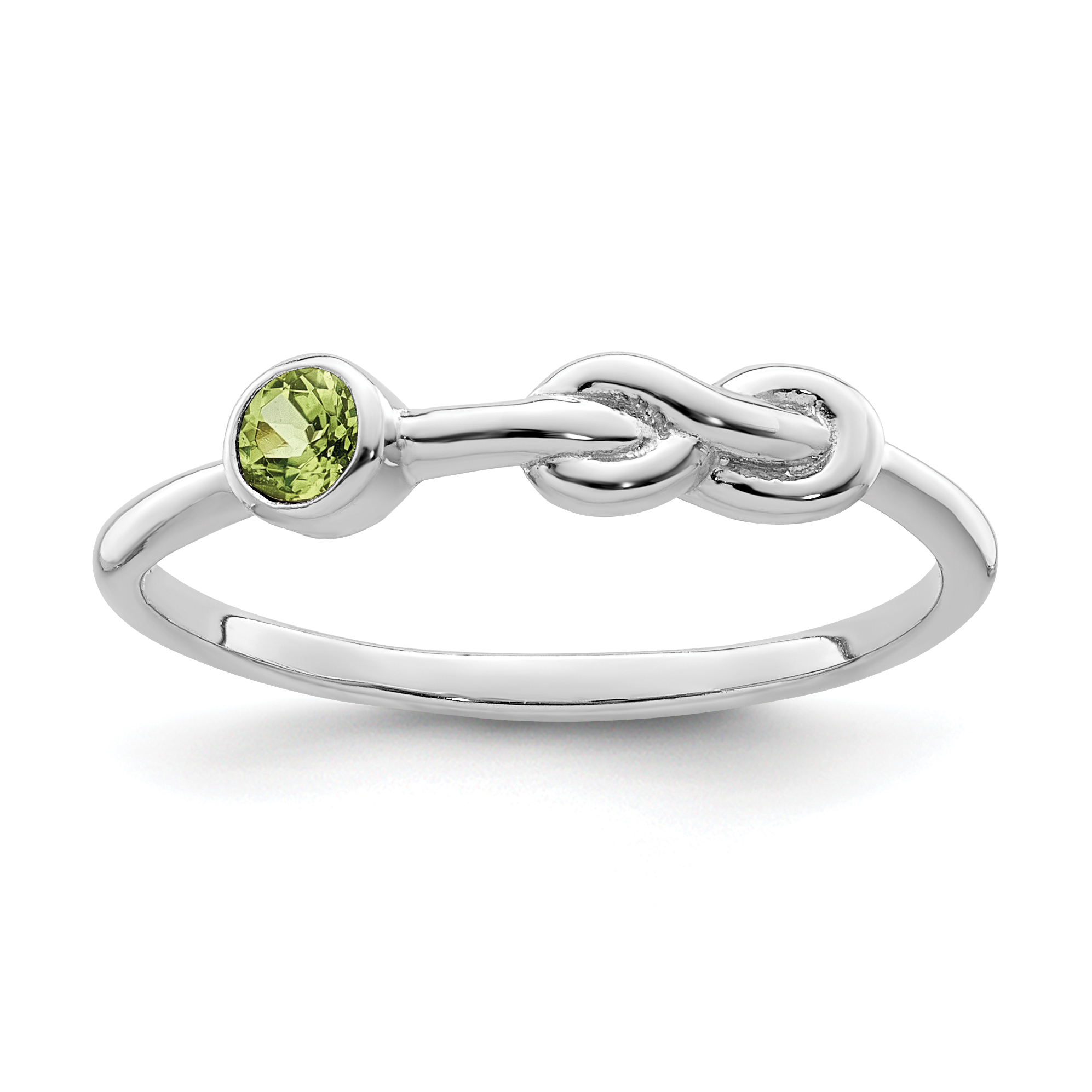 Sterling Silver Rhodium-plated Polished Infinity Peridot Ring (QBR34AUG-8)