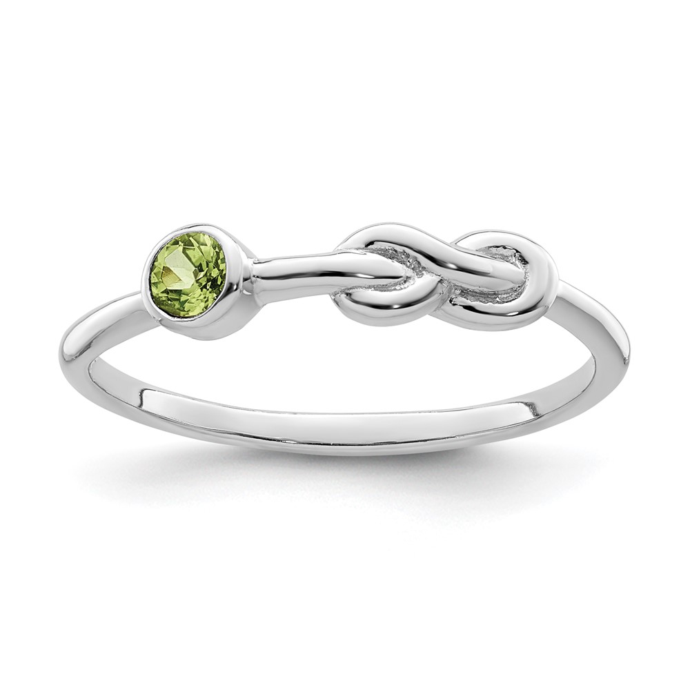 Sterling Silver Rhodium-plated Polished Infinity Peridot Ring (QBR34AUG-8)