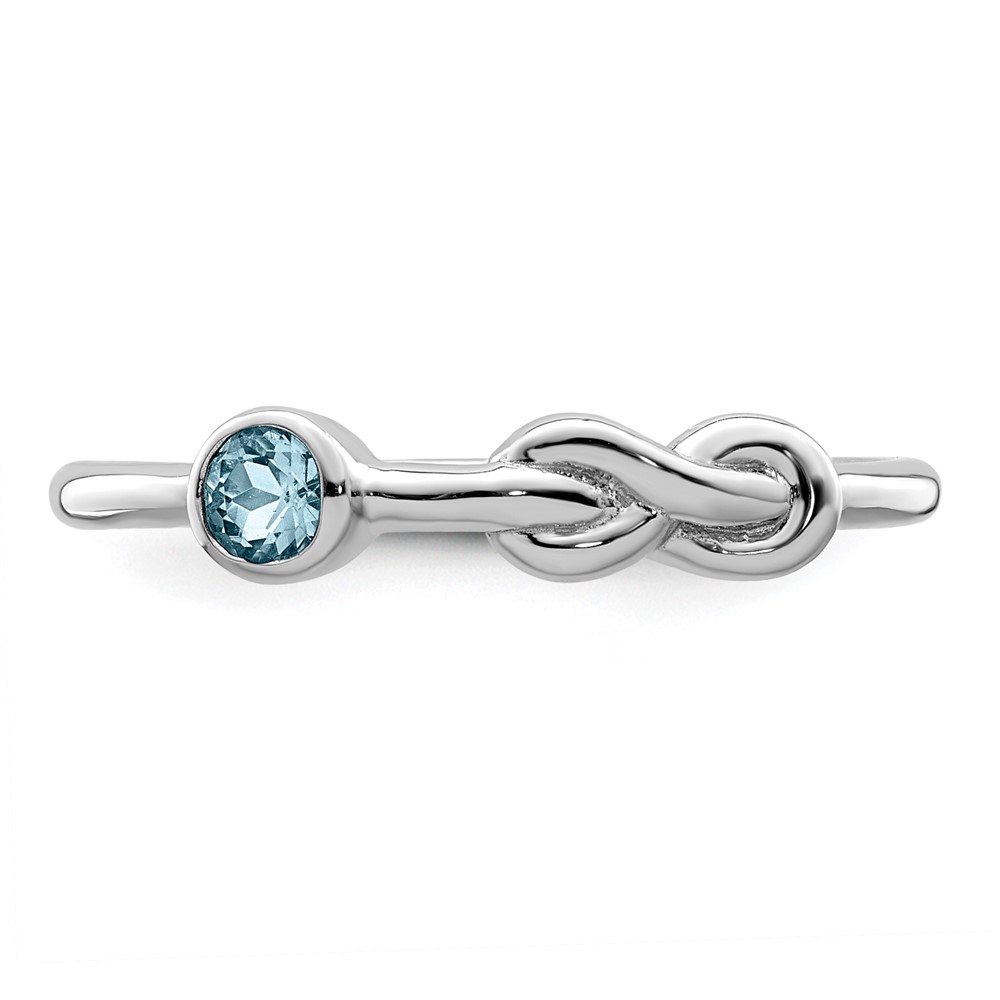 Sterling Silver Rhodium-plated Polished Infinity LS Blue Topaz Ring (QBR34DEC-6)